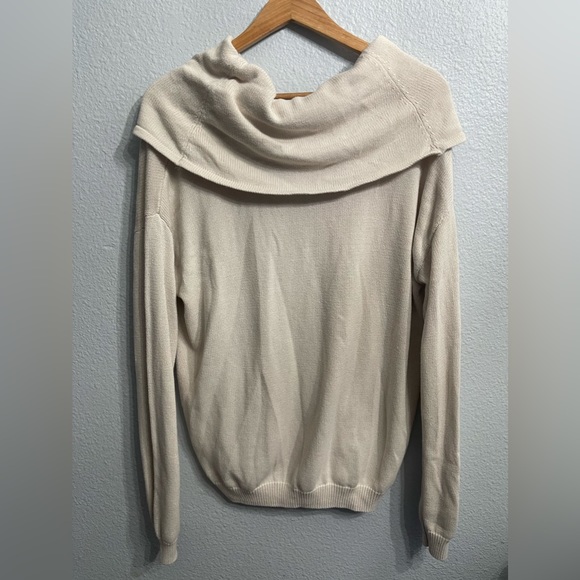 EUC XL Beige Cowl Neck Sweater - Picture 2 of 7